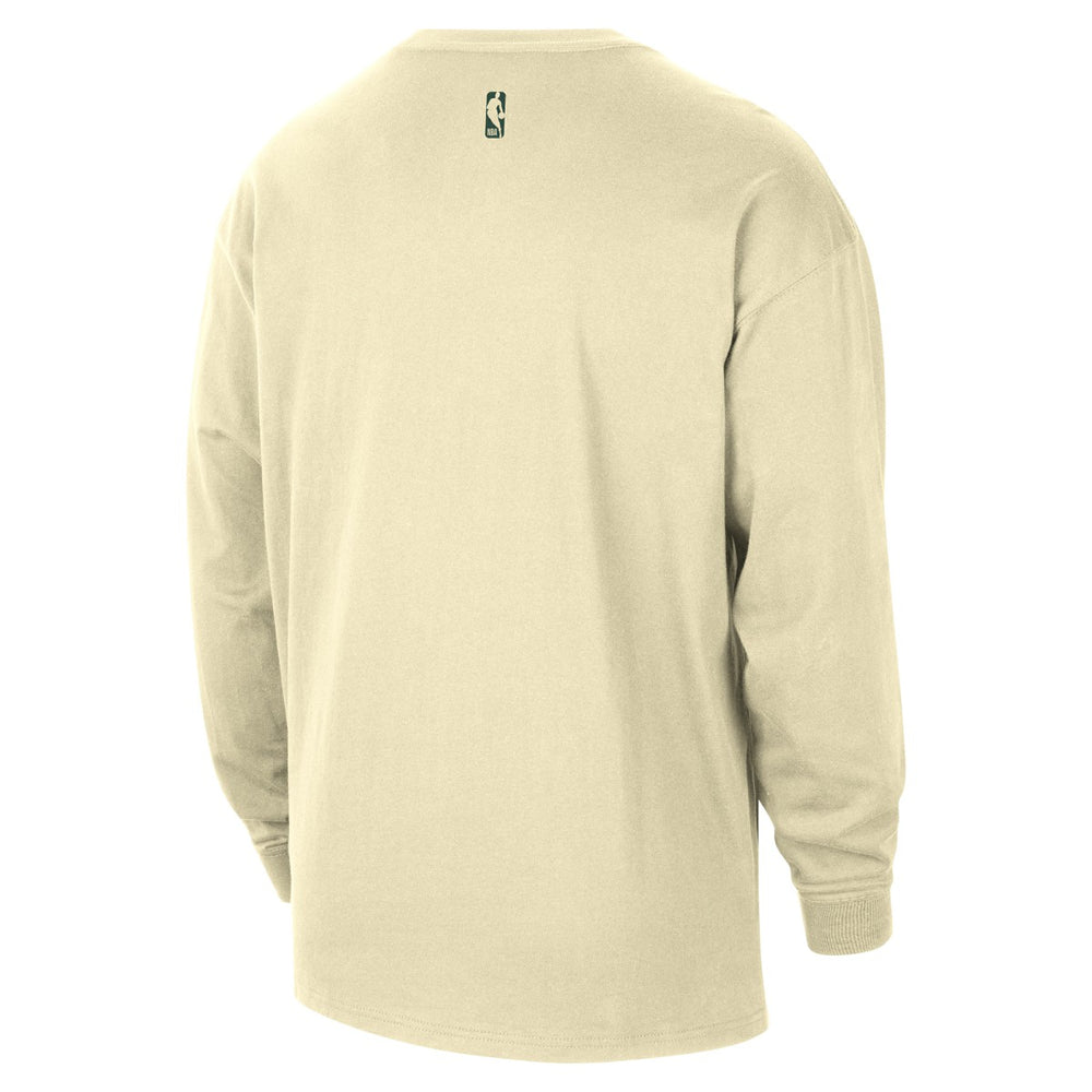 Cream Milwaukee Bucks 2025/26 City Edition Remix Essential Logo Long Sleeve T-Shirt | NBA
