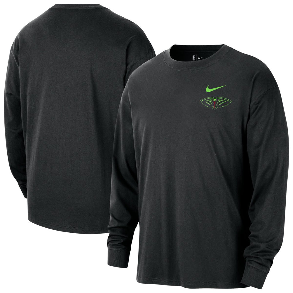 Black New Orleans Pelicans 2025/26 City Edition Remix Essential Logo Long Sleeve T-Shirt | NBA