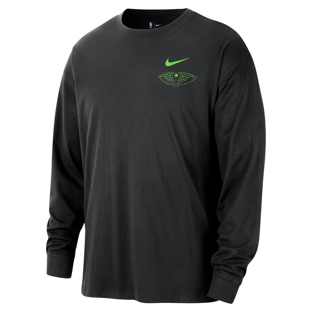 Black New Orleans Pelicans 2025/26 City Edition Remix Essential Logo Long Sleeve T-Shirt | NBA