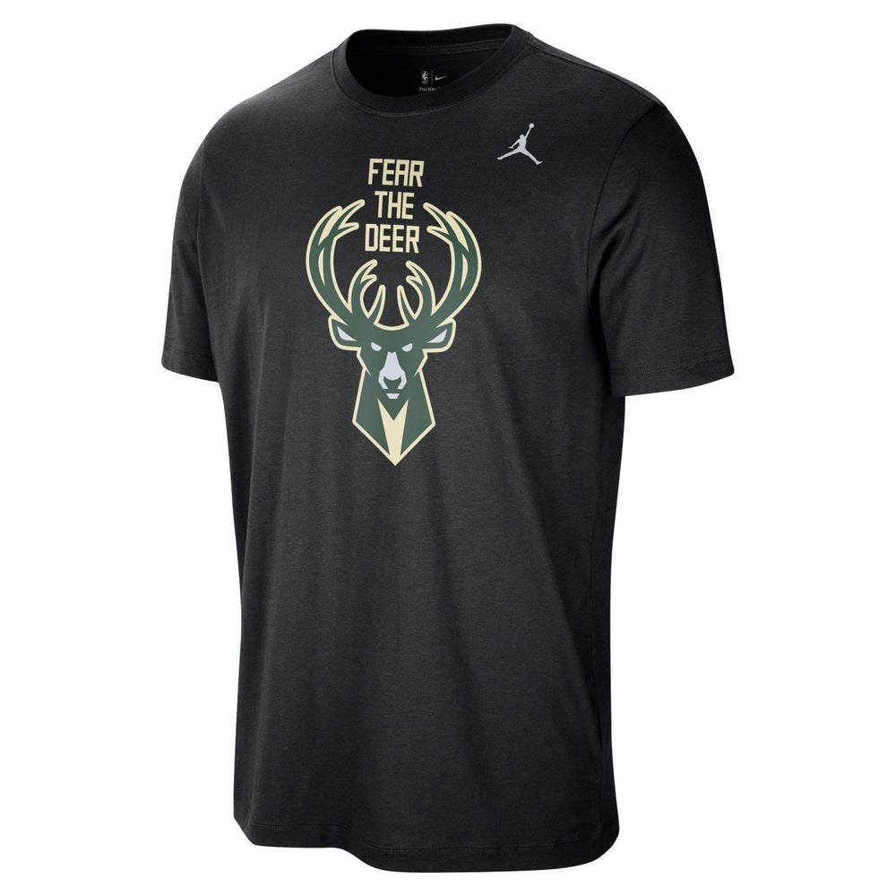 Black Milwaukee Bucks Jordan Brand Statement Edition Essential T-Shirt | NBA