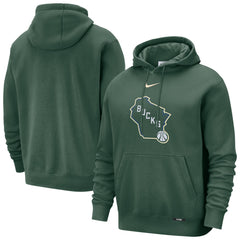 Hunter Green Milwaukee Bucks 2025/26 City Edition Essential Logo Remix Hoodie | NBA