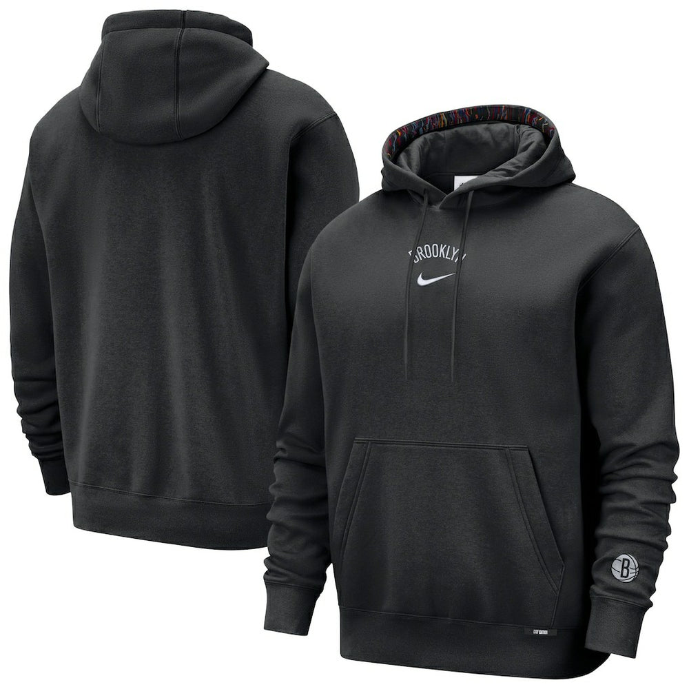 Black Brooklyn Nets 2025/26 City Edition Courtside Remix Premium Hoodie | NBA