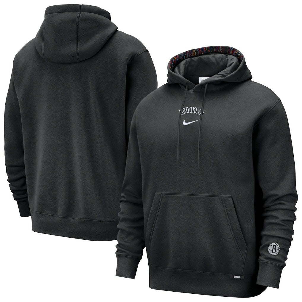 Black Brooklyn Nets 2025/26 City Edition Courtside Remix Premium Hoodie | NBA