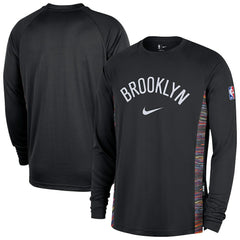 Black Brooklyn Nets 2025/26 City Edition Authentic Pregame Dri-FIT Long Sleeve Shooting T-Shirt | NBA
