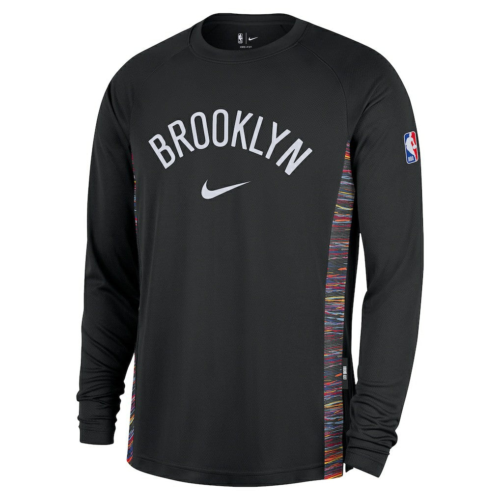 Black Brooklyn Nets 2025/26 City Edition Authentic Pregame Dri-FIT Long Sleeve Shooting T-Shirt | NBA
