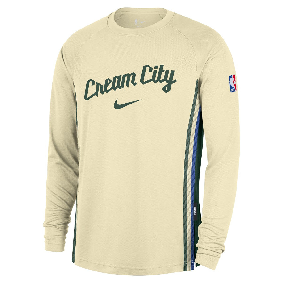 Cream Milwaukee Bucks 2025/26 City Edition Authentic Pregame Dri-FIT Long Sleeve Shooting T-Shirt | NBA