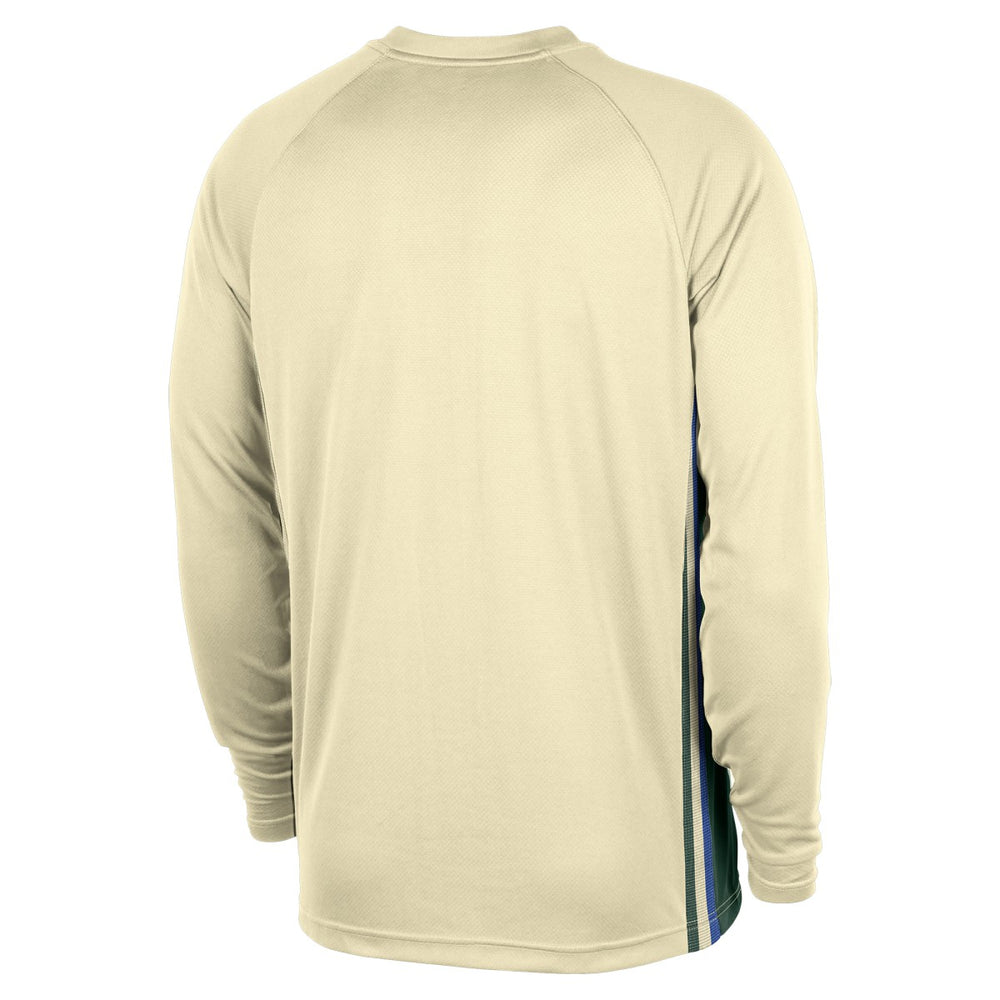 Cream Milwaukee Bucks 2025/26 City Edition Authentic Pregame Dri-FIT Long Sleeve Shooting T-Shirt | NBA