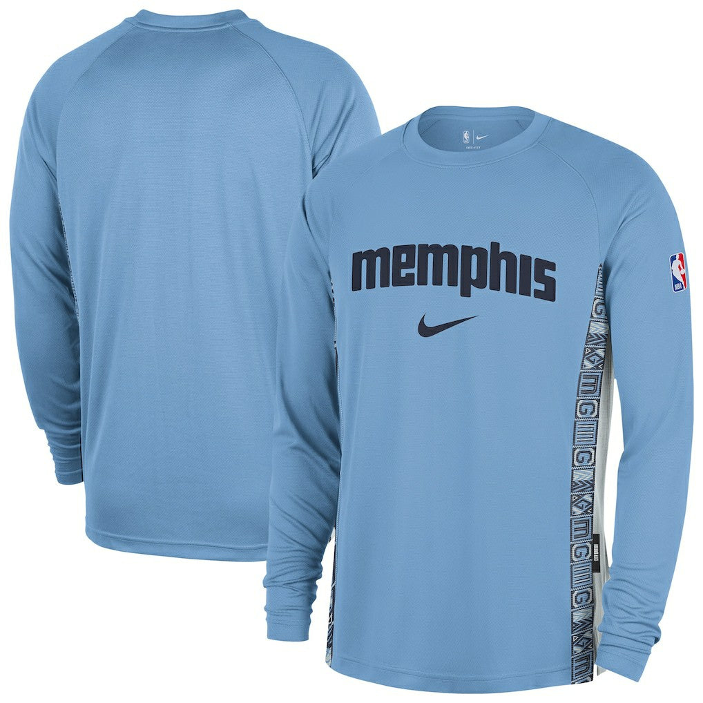 Light Blue Memphis Grizzlies 2025/26 City Edition Authentic Pregame Dri-FIT Long Sleeve Shooting T-Shirt | NBA