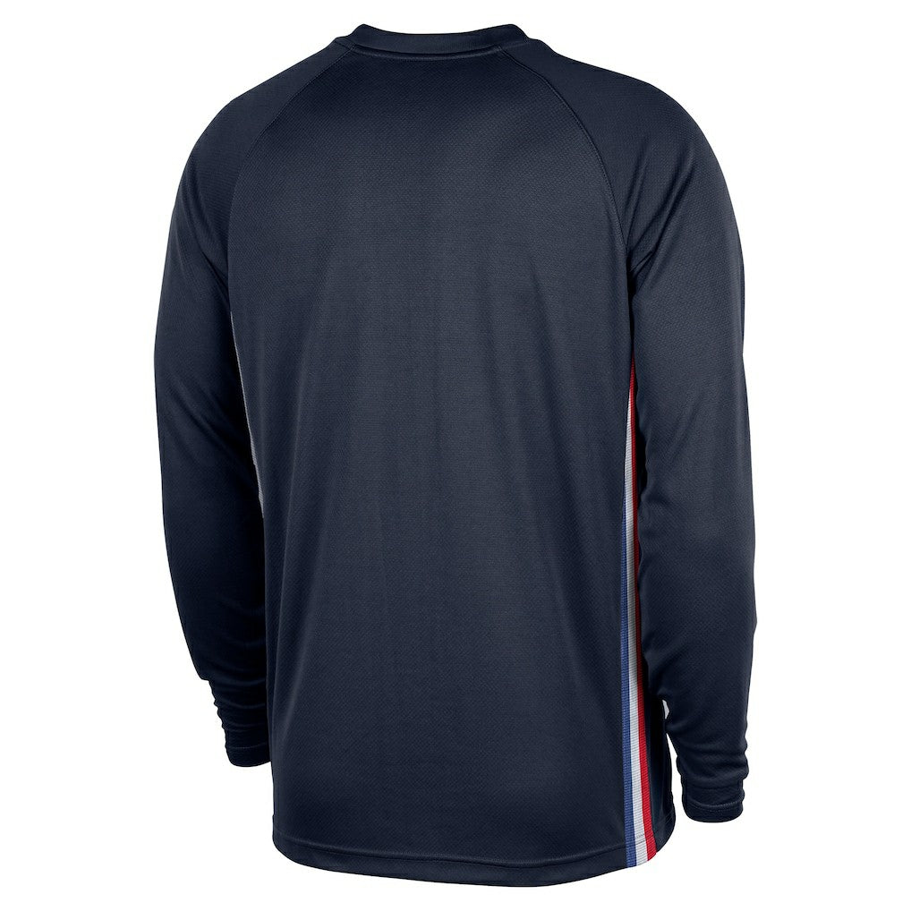 Navy Philadelphia 76ers 2025/26 City Edition Authentic Pregame Dri-FIT Long Sleeve Shooting T-Shirt | NBA