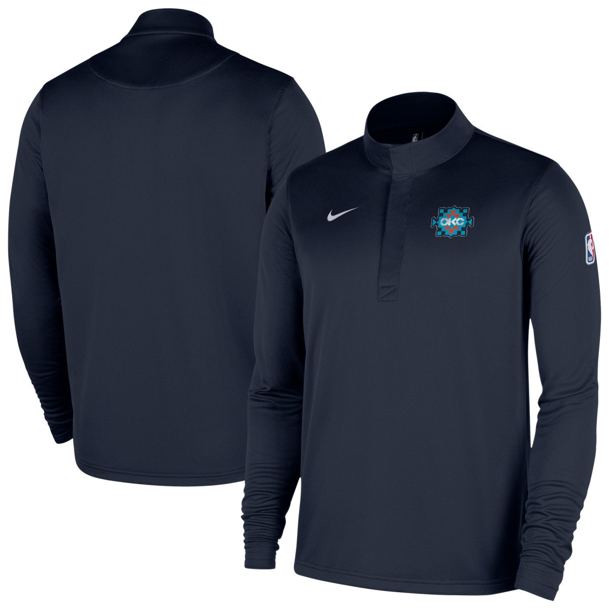Navy Oklahoma City Thunder 2025/26 City Edition Remix Authentic Coaches Dri-FIT Half-Zip Top | NBA