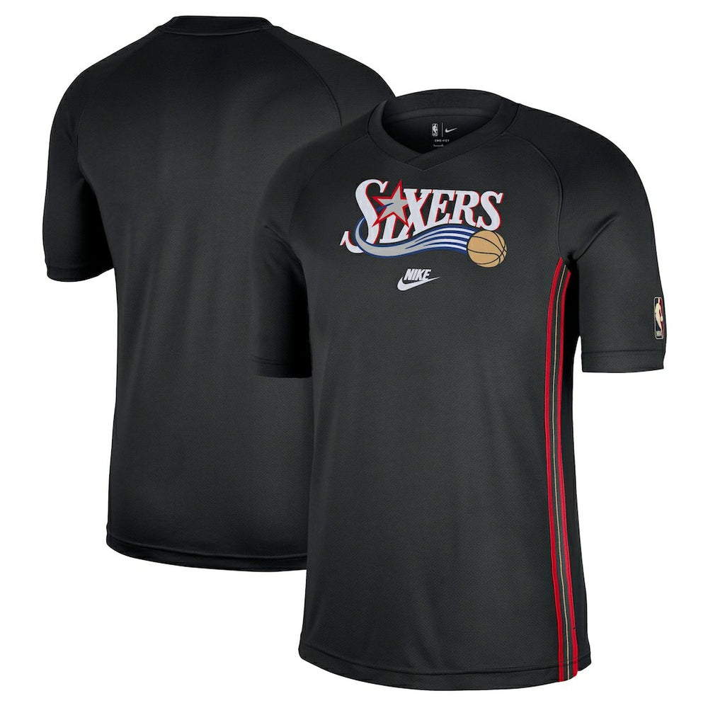 Black Philadelphia 76ers Classic Edition Hardwood Classics Authentic Game Shooting T-Shirt | NBA