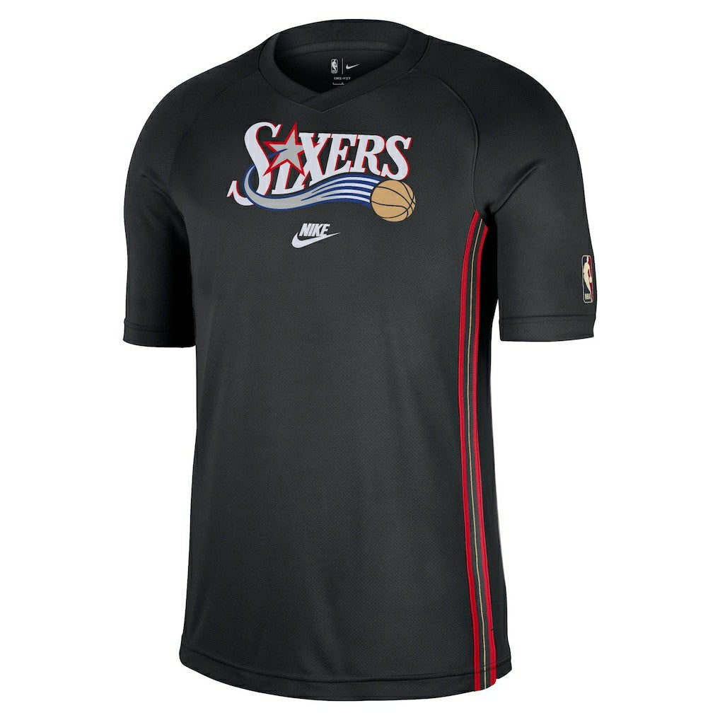 Black Philadelphia 76ers Classic Edition Hardwood Classics Authentic Game Shooting T-Shirt | NBA