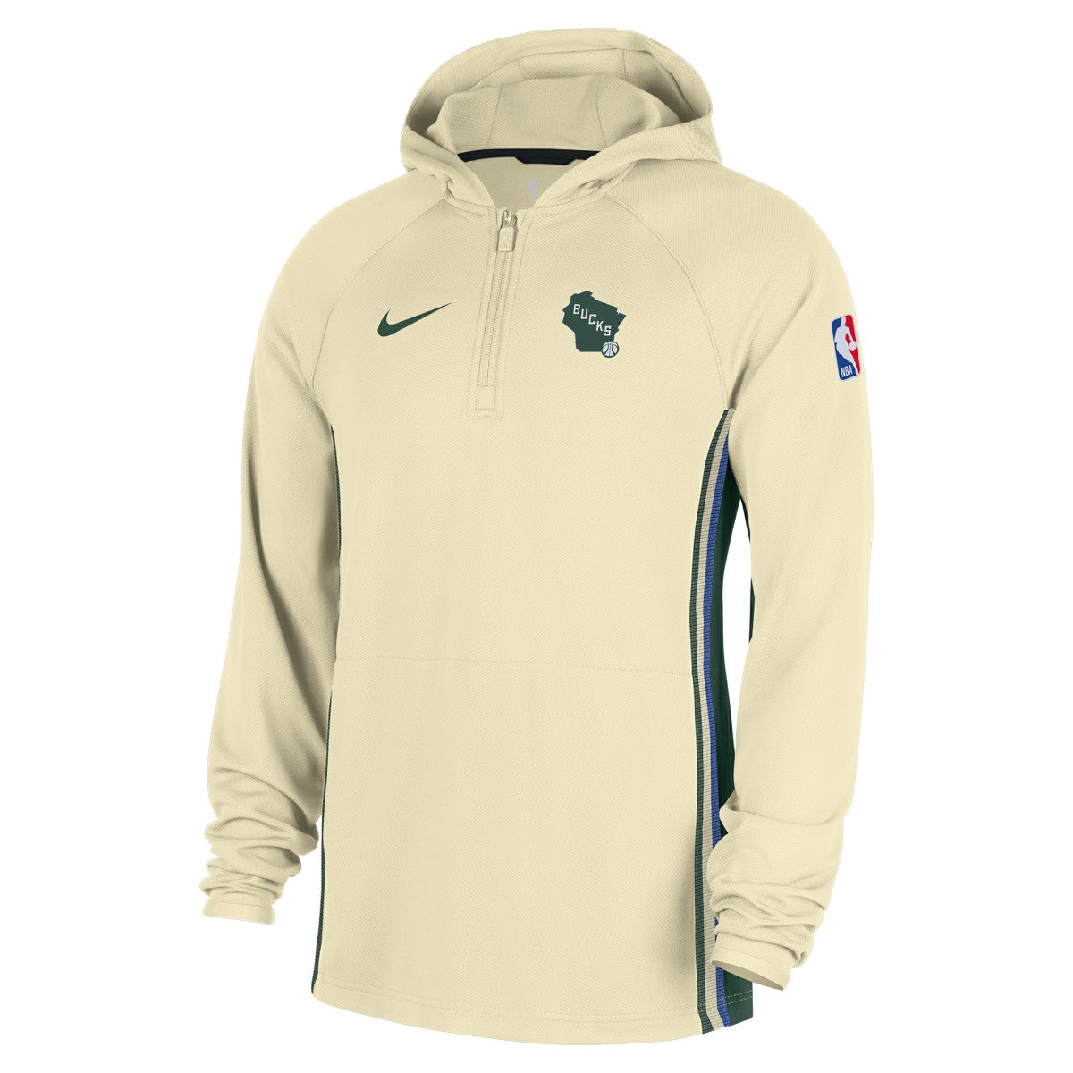 White Milwaukee Bucks 2025/26 City Edition Remix Authentic On-Court Quarter-Zip Dri-FIT Hooded Jacket | NBA