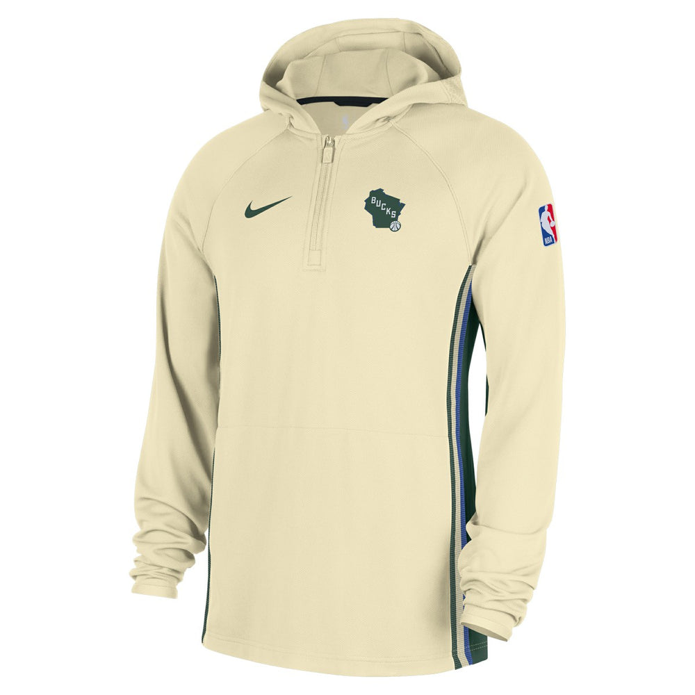 White Milwaukee Bucks 2025/26 City Edition Remix Authentic On-Court Quarter-Zip Dri-FIT Hooded Jacket | NBA