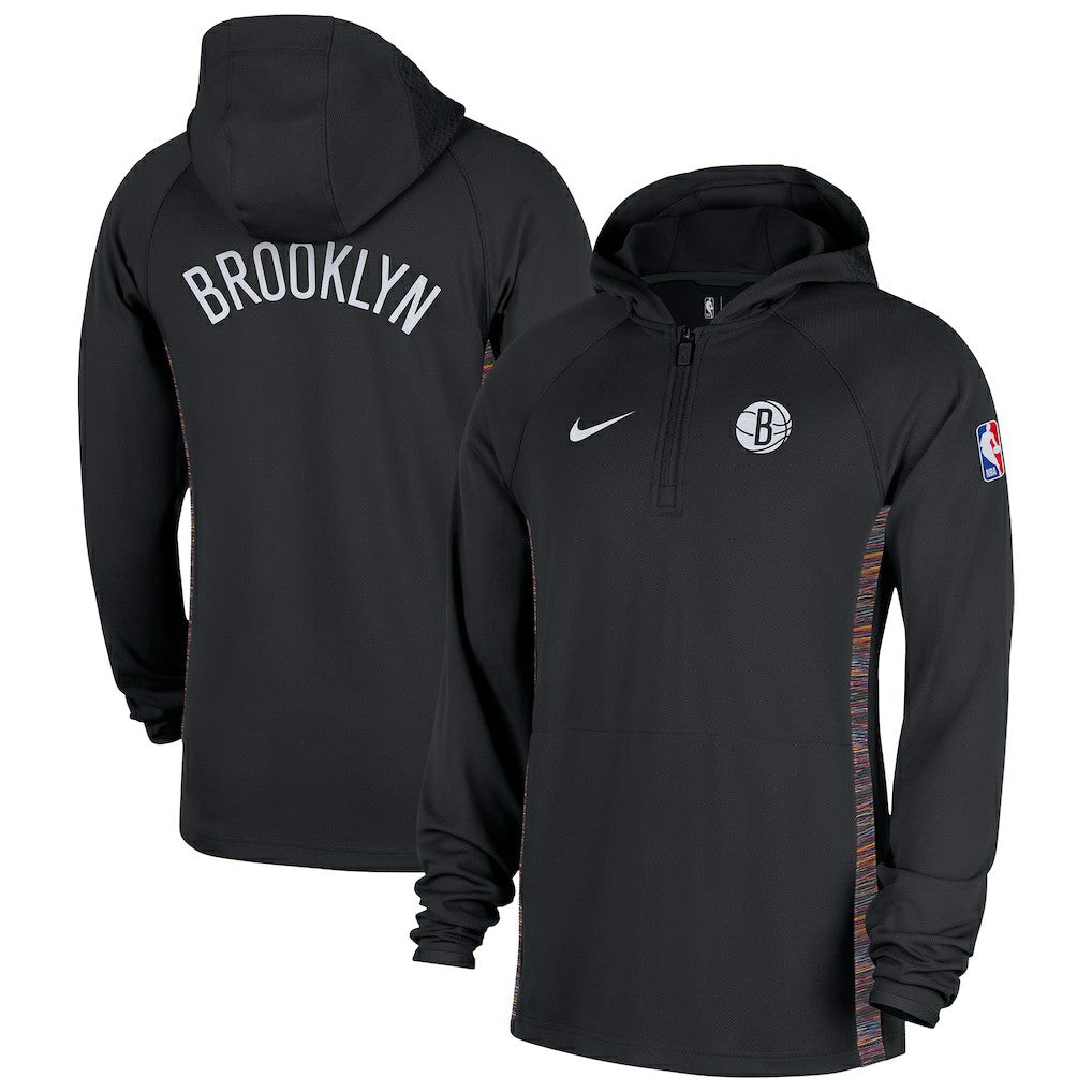 Black Brooklyn Nets 2025/26 City Edition Remix Authentic On-Court Quarter-Zip Dri-FIT Hooded Jacket | NBA