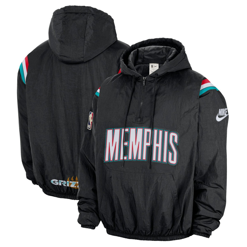 Black Memphis Grizzlies Hardwood Classics Therma-FIT Half-Zip Hooded Windbreaker | NBA