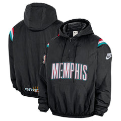 Black Memphis Grizzlies Hardwood Classics Therma-FIT Half-Zip Hooded Windbreaker | NBA