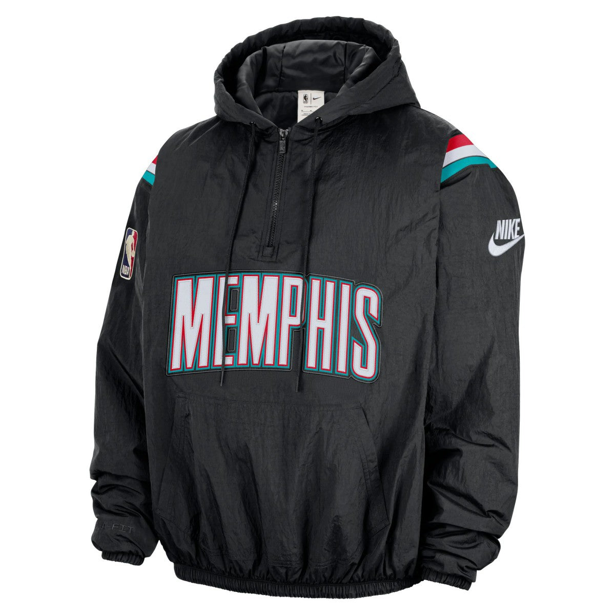 Black Memphis Grizzlies Hardwood Classics Therma-FIT Half-Zip Hooded Windbreaker | NBA