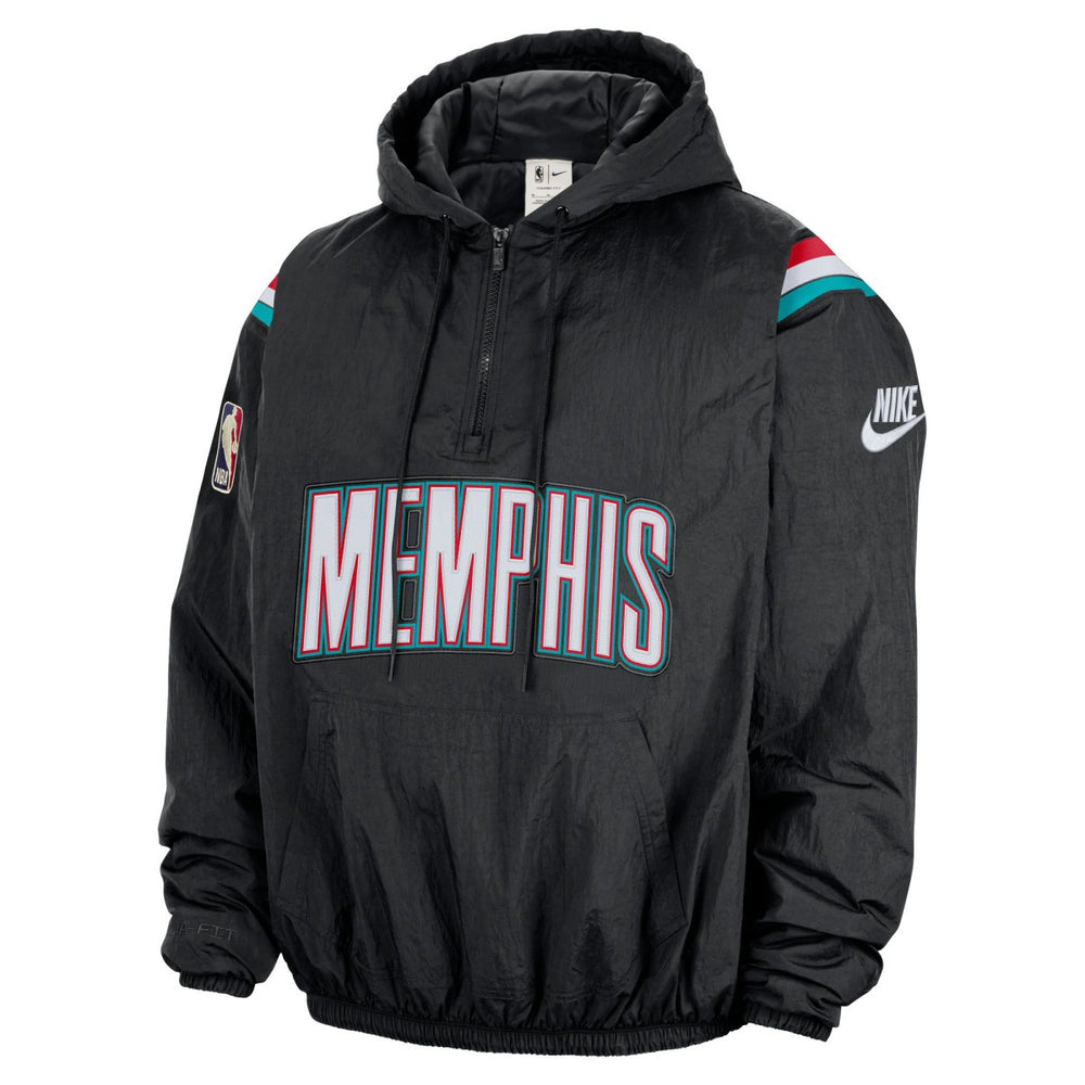 Black Memphis Grizzlies Hardwood Classics Therma-FIT Half-Zip Hooded Windbreaker | NBA