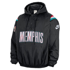 Black Memphis Grizzlies Hardwood Classics Therma-FIT Half-Zip Hooded Windbreaker | NBA