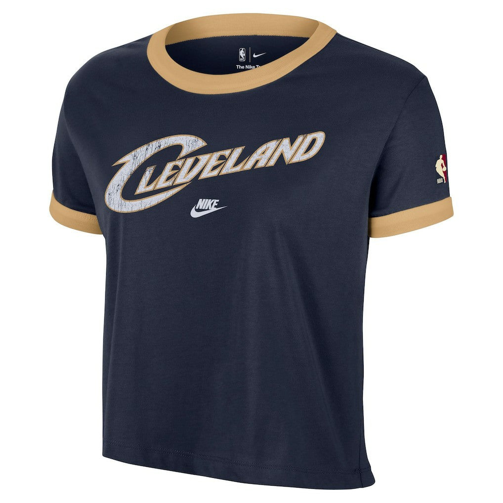 Navy Cleveland Cavaliers Women's Classic Edition Hardwood Classics Essential Vintage Ringer T-Shirt sale | NBA
