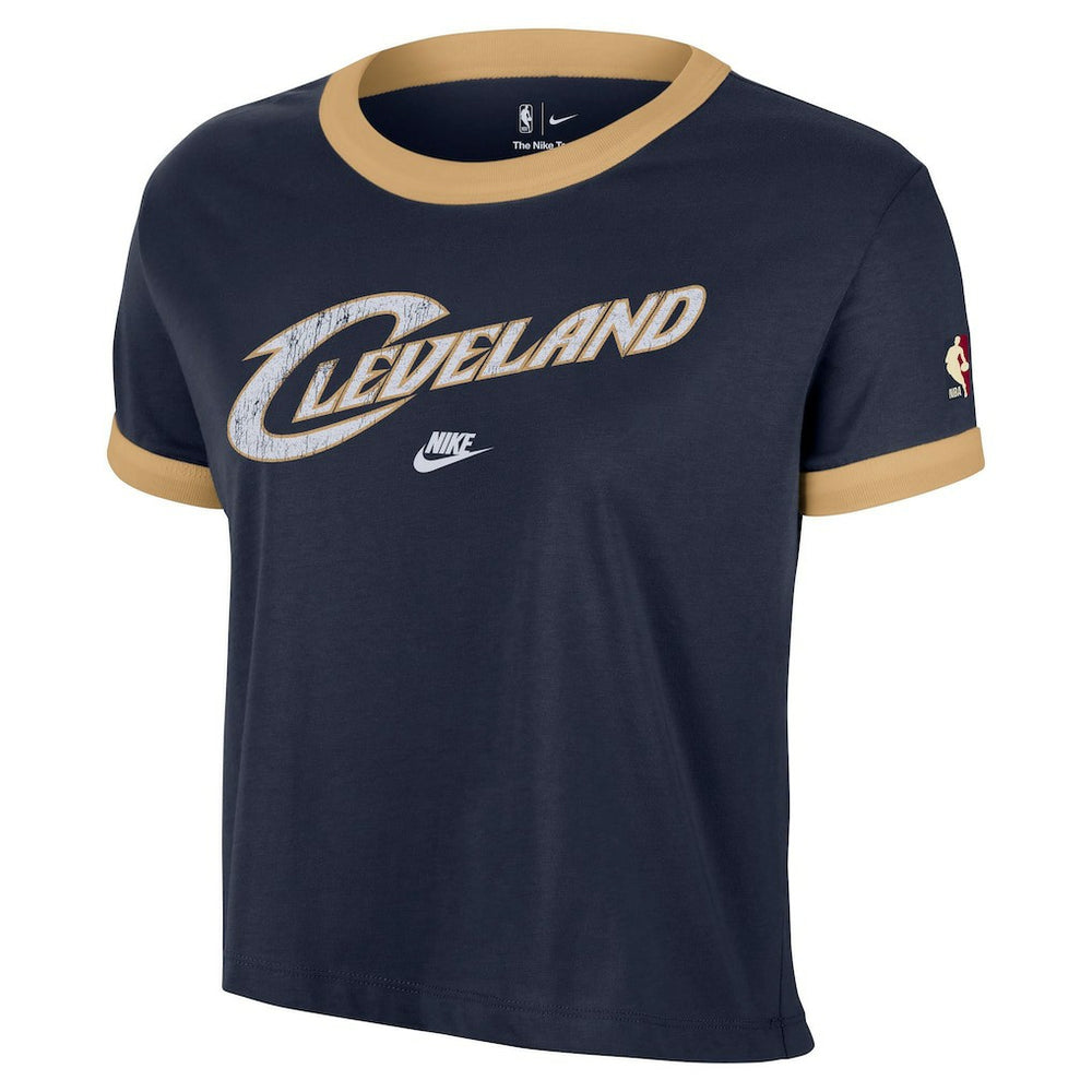 Navy Cleveland Cavaliers Women's Classic Edition Hardwood Classics Essential Vintage Ringer T-Shirt sale | NBA