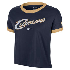 Navy Cleveland Cavaliers Women's Classic Edition Hardwood Classics Essential Vintage Ringer T-Shirt sale | NBA