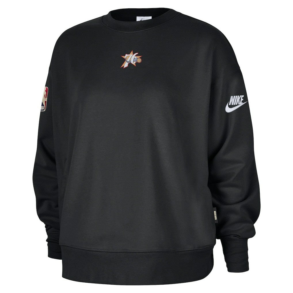 Black Philadelphia 76ers Women's Classic Edition Hardwood Classics Premium Phoenix Fleece Sweatshirt | NBA