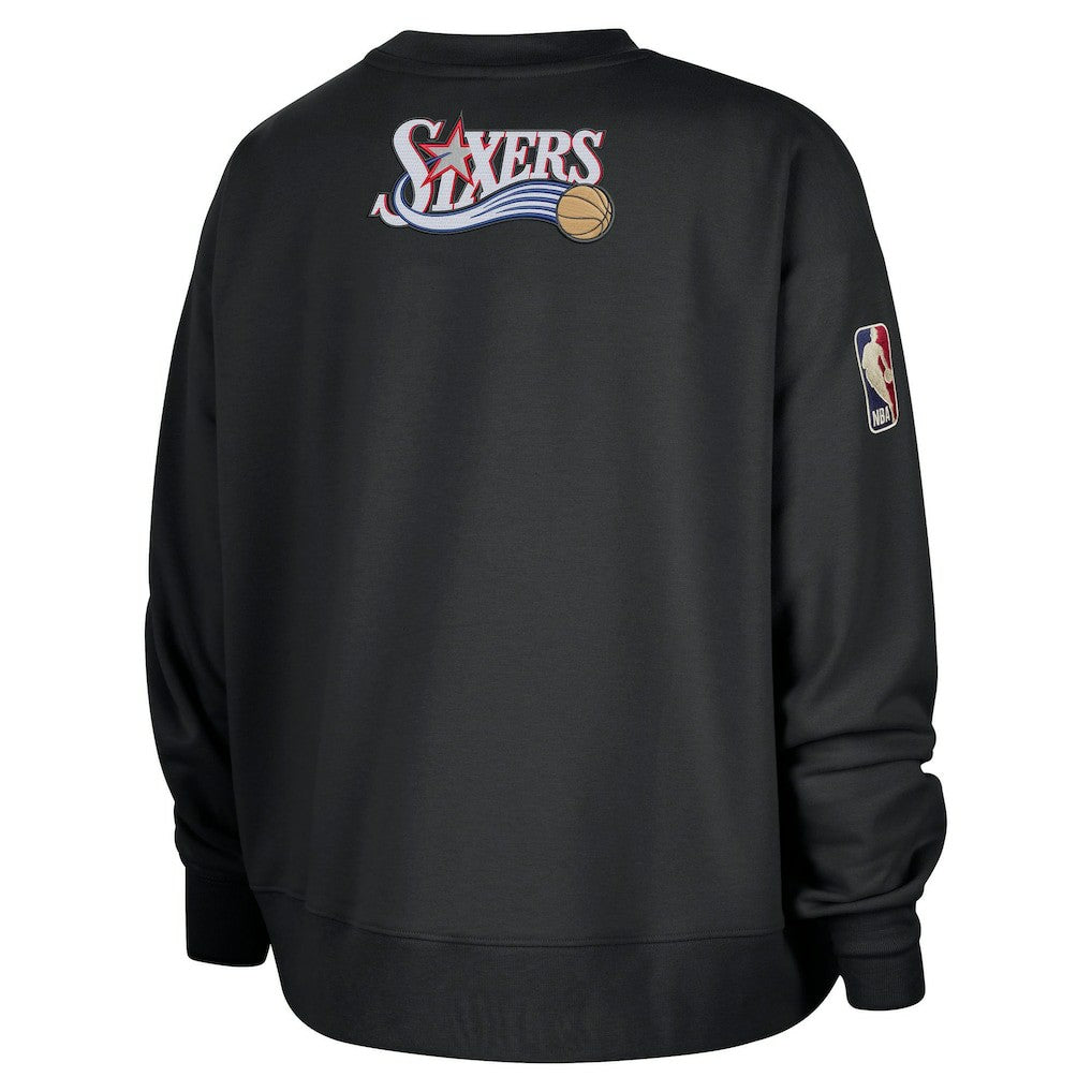 Black Philadelphia 76ers Women's Classic Edition Hardwood Classics Premium Phoenix Fleece Sweatshirt | NBA