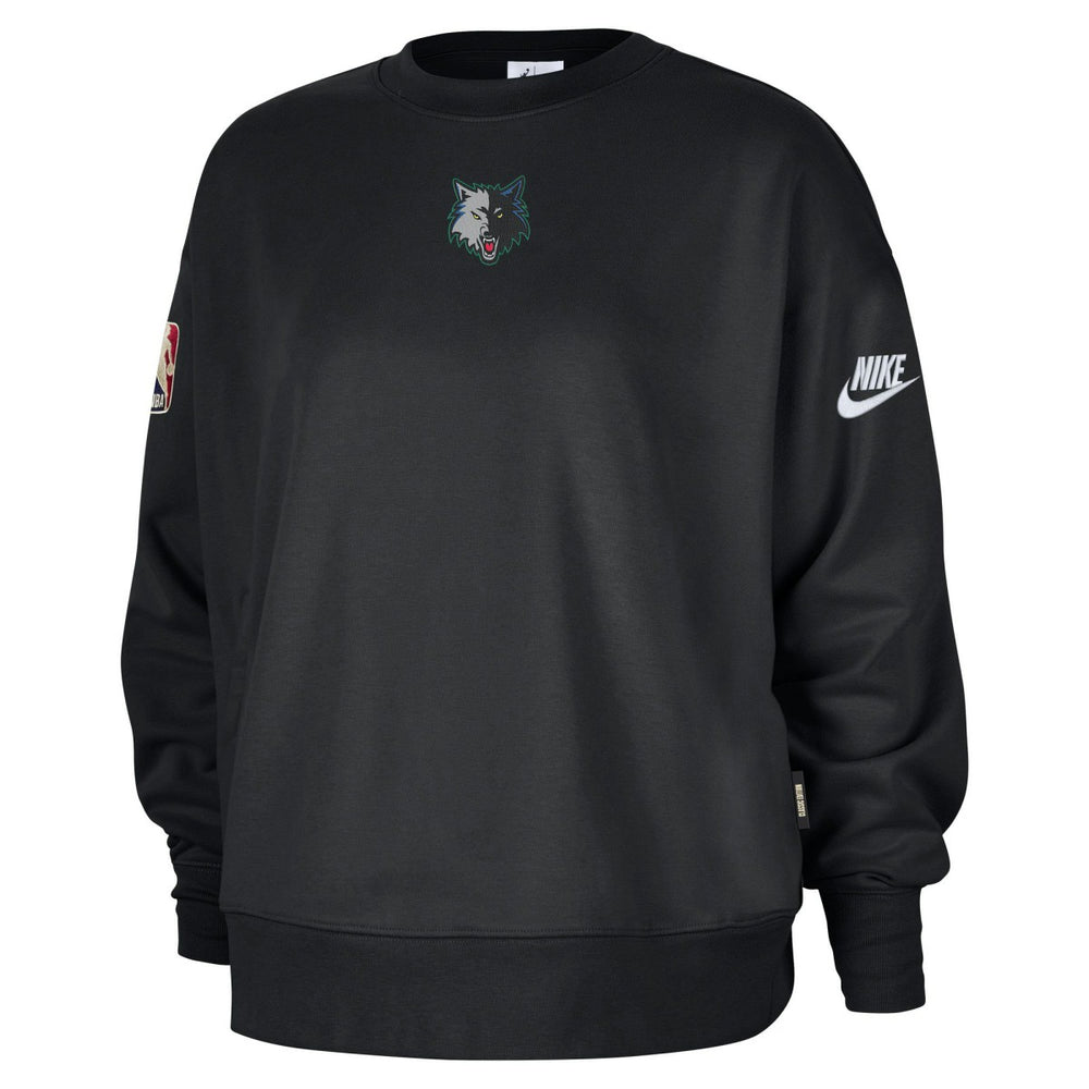 Black Minnesota Timberwolves Women's Classic Edition Hardwood Classics Premium Phoenix Fleece Sweatshirt | NBA