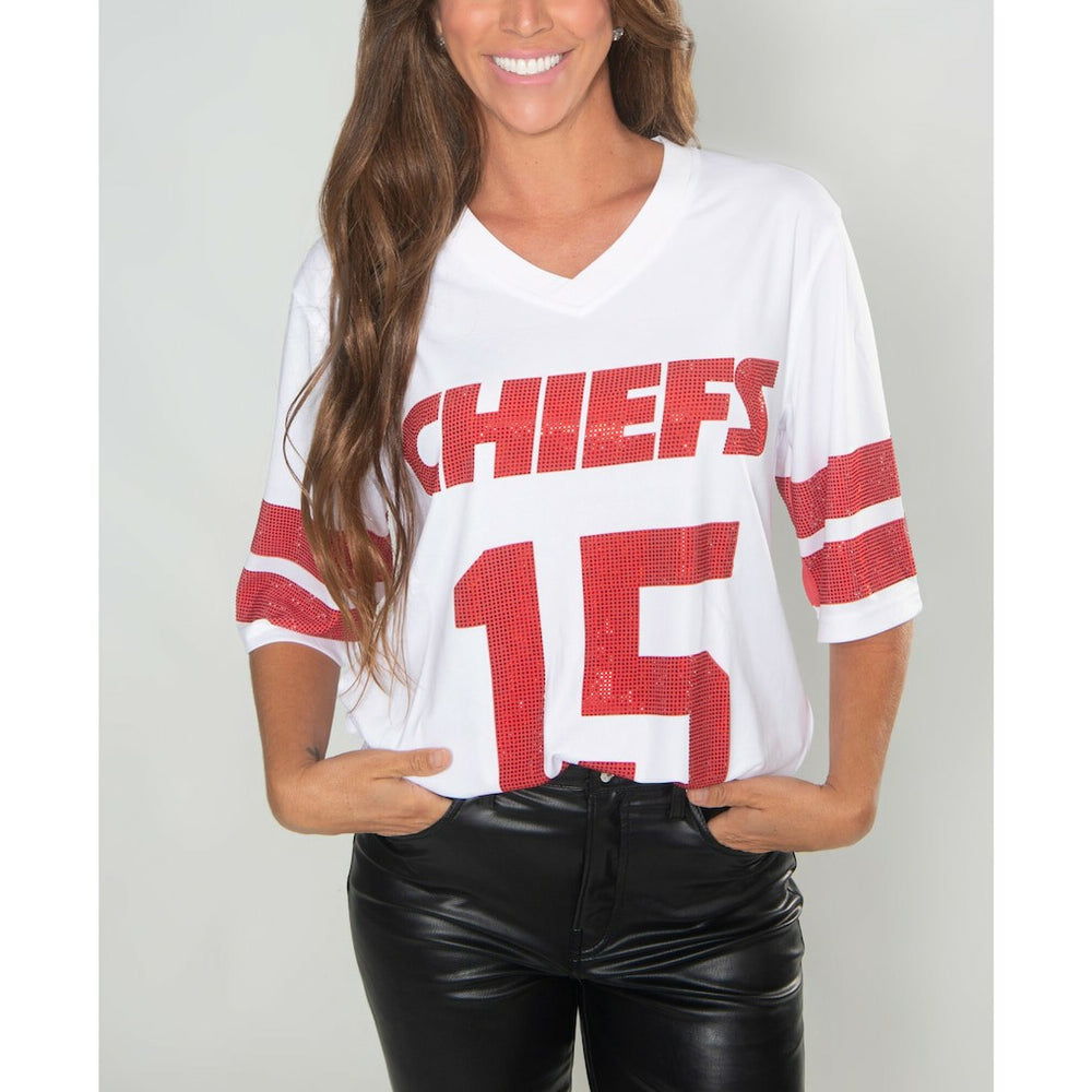 Kansas City Chiefs Cuce Women's Crystal V-Neck Tunic | NFL Near me