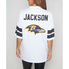 Baltimore Ravens Lamar Jackson  Cuce Women's Crystal V-Neck Tunic | NFL New