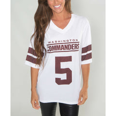 Washington Commanders Jayden Daniels  Cuce Women's Crystal V-Neck Tunic | NFL New