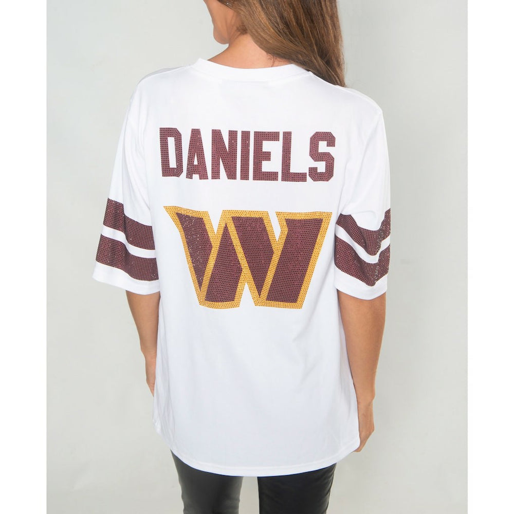 Washington Commanders Jayden Daniels  Cuce Women's Crystal V-Neck Tunic | NFL New