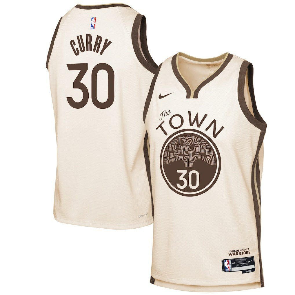 Tan Stephen Curry Golden State Warriors Youth 2025/26 City Edition Swingman Jersey sale | NBA