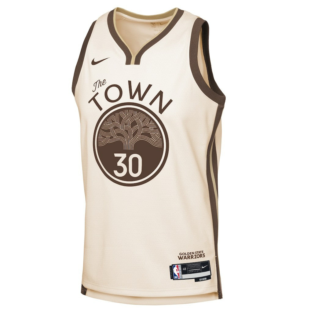Tan Stephen Curry Golden State Warriors Youth 2025/26 City Edition Swingman Jersey sale | NBA