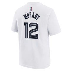 White Ja Morant Memphis Grizzlies Youth 2025/26 City Edition Name & Number T-Shirt | NBA