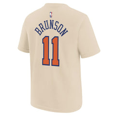 Cream Jalen Brunson New York Knicks Youth 2025/26 City Edition Name & Number T-Shirt | NBA