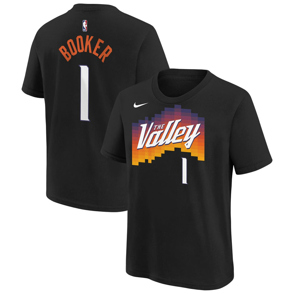 Black Devin Booker Phoenix Suns Youth 2025/26 City Edition Name & Number T-Shirt | NBA