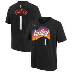 Black Devin Booker Phoenix Suns Youth 2025/26 City Edition Name & Number T-Shirt | NBA