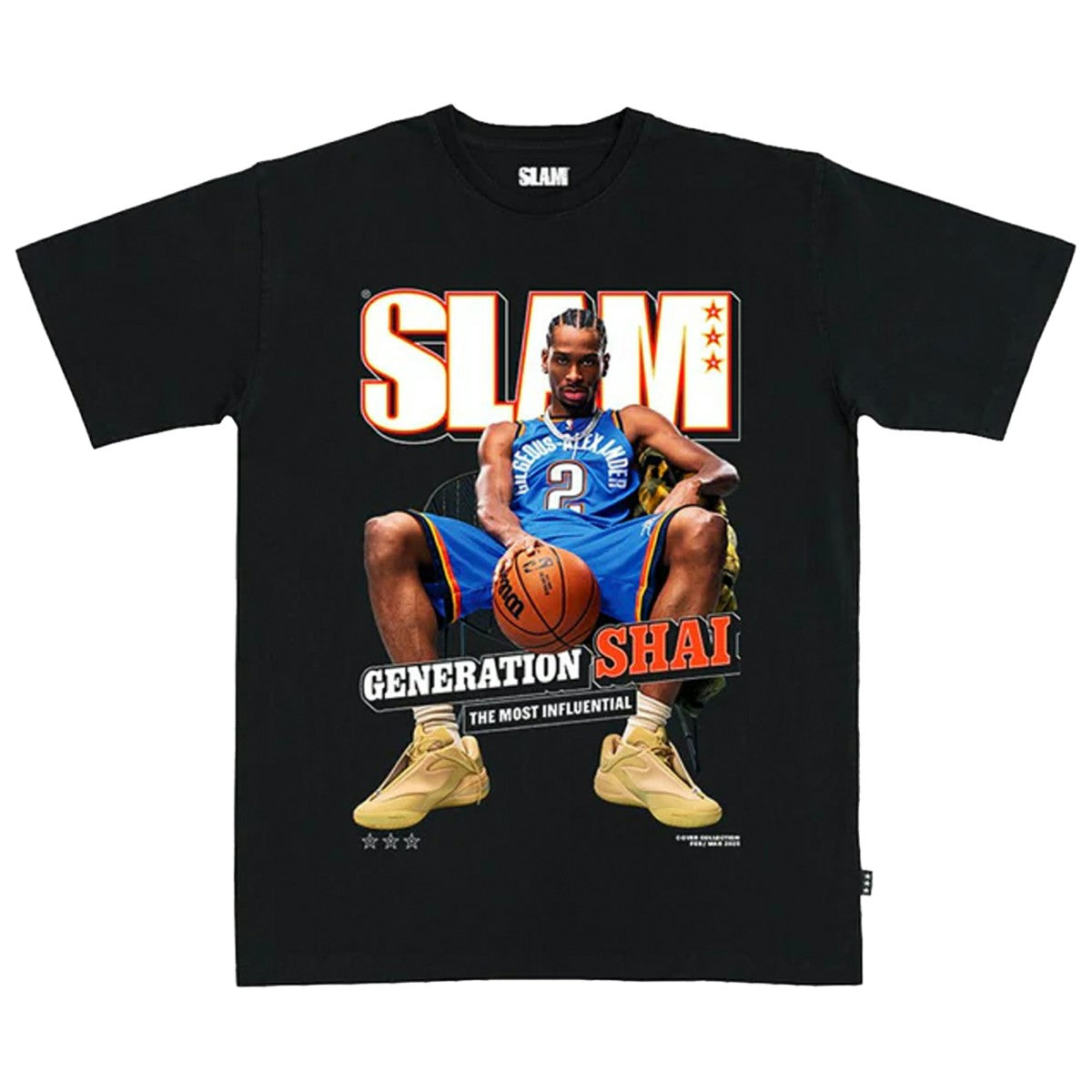 Black Shai Gilgeous-Alexander Oklahoma City Thunder SLAM Unisex February/March 2025 Cover Graphic T-Shirt | NBA