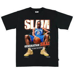 Black Shai Gilgeous-Alexander Oklahoma City Thunder SLAM Unisex February/March 2025 Cover Graphic T-Shirt | NBA