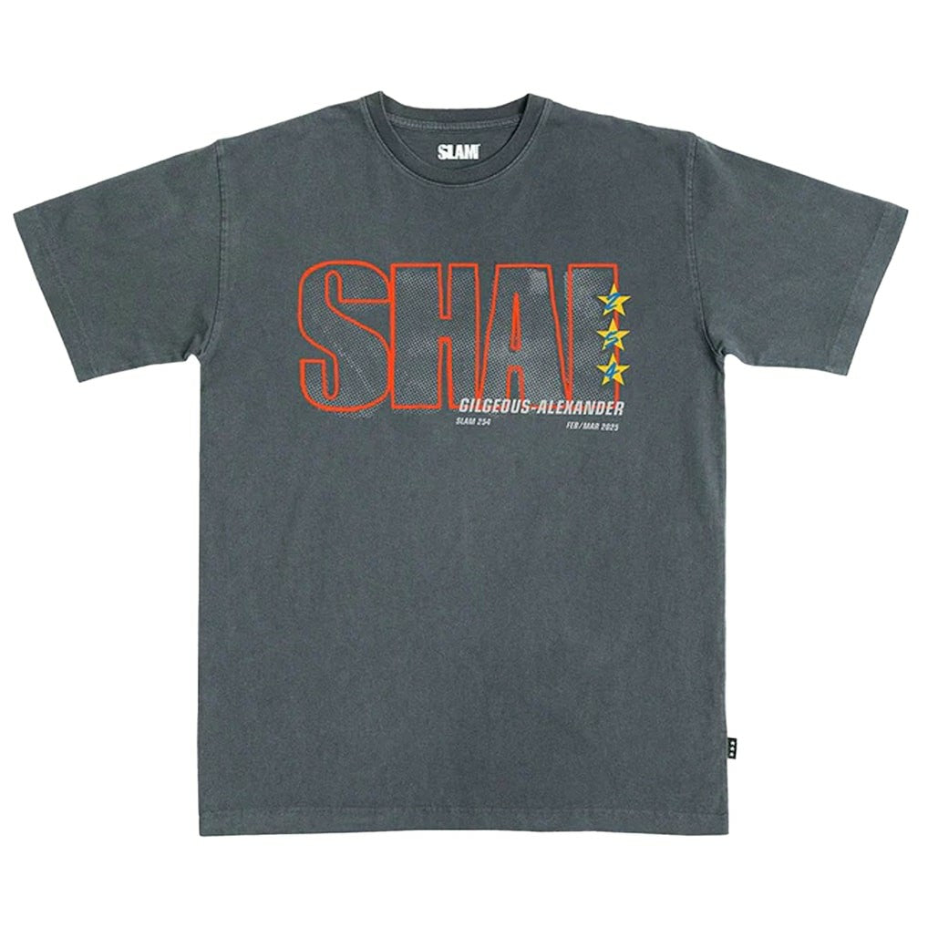 Charcoal Shai Gilgeous-Alexander Oklahoma City Thunder SLAM Unisex February/March 2025 Cover Graphic Remix T-Shirt | NBA
