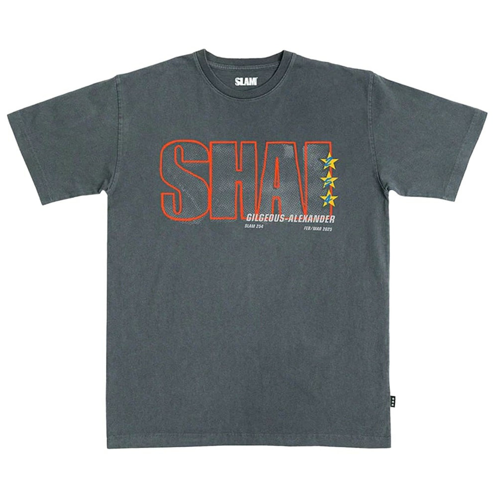 Charcoal Shai Gilgeous-Alexander Oklahoma City Thunder SLAM Unisex February/March 2025 Cover Graphic Remix T-Shirt | NBA