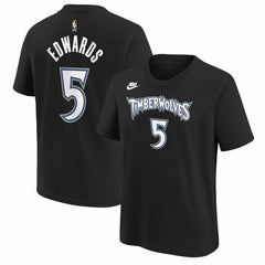 Black Anthony Edwards Minnesota Timberwolves Youth Name & Number T-Shirt | NBA