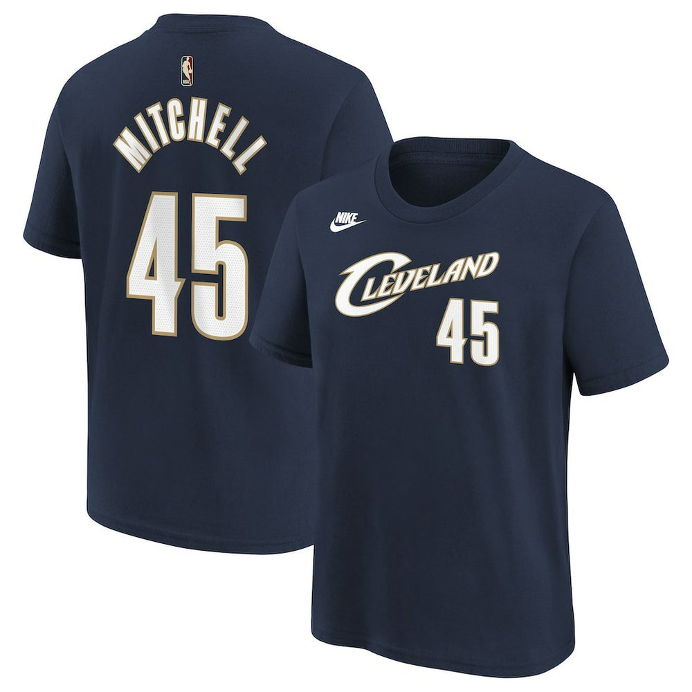 Navy Donovan Mitchell Cleveland Cavaliers Youth Name & Number T-Shirt sale | NBA