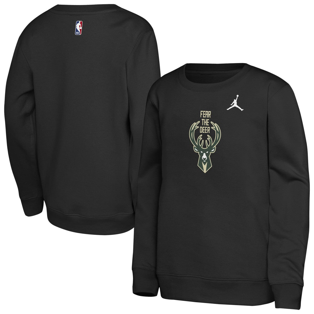 Black Milwaukee Bucks Jordan Brand Youth Courtside Statement Edition Sweatshirt | NBA