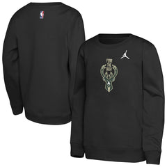 Black Milwaukee Bucks Jordan Brand Youth Courtside Statement Edition Sweatshirt | NBA
