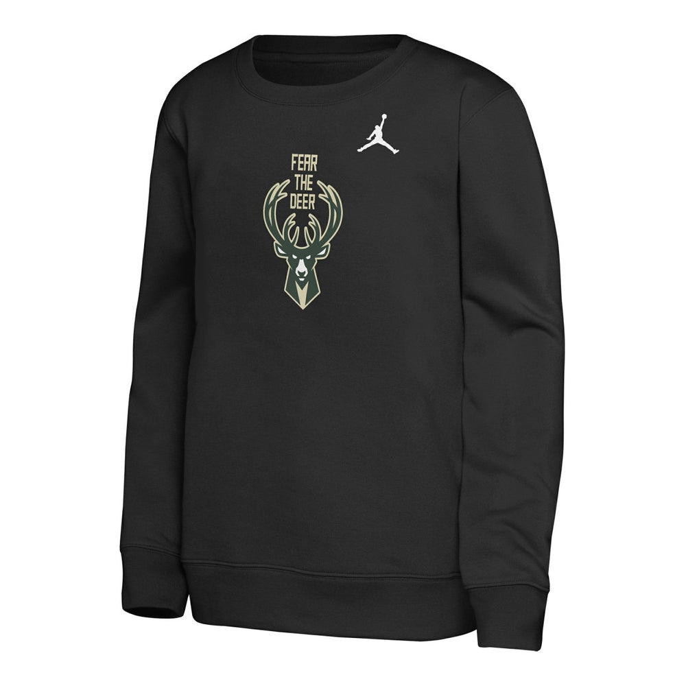 Black Milwaukee Bucks Jordan Brand Youth Courtside Statement Edition Sweatshirt | NBA