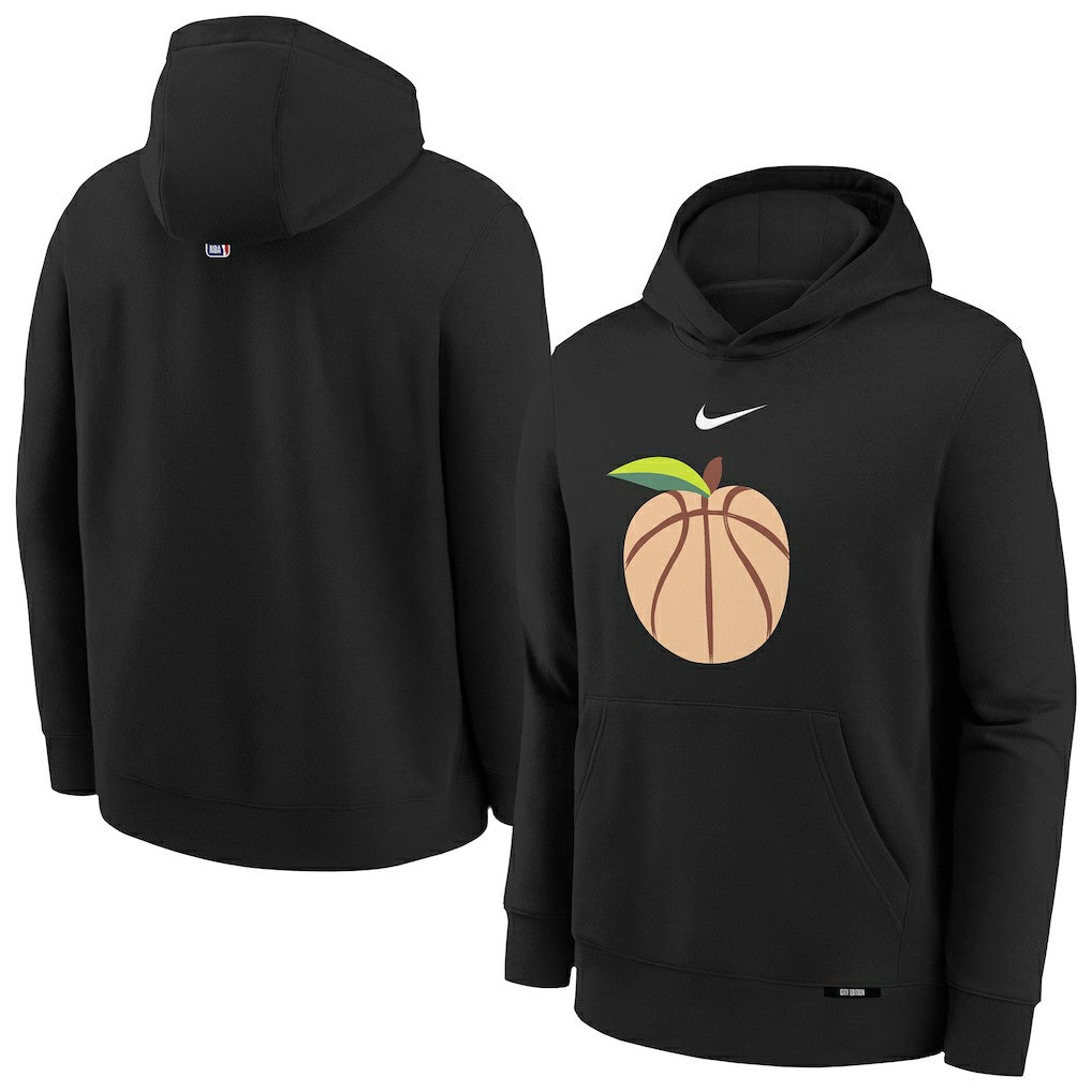 Black Atlanta Hawks Youth 2025/26 City Edition Club Fleece Pullover Hoodie | NBA